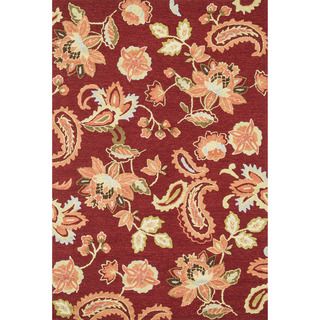Hand hooked Peony Red Rug (76 X 96)