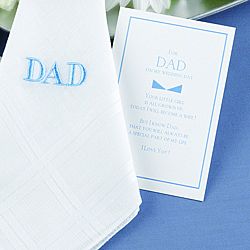 Hbh Father of the bride White Hanky With Blue Dad Embroidery