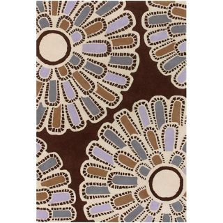 Thomaspaul Brown Contemporary flower motif Floral Hand tufted New Zealand wool Rug (5 X 76)