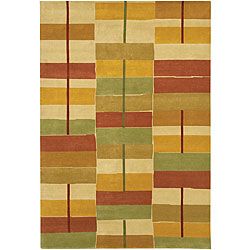 Hand knotted Mandara Multicolor Wool Area Rug (79 X 106)