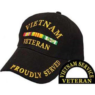 Vietnam Veteran Proudly Served Hat Black Sports & Outdoors