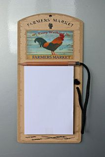 cockerel magnetic notepad by lytton and lily vintage home & garden