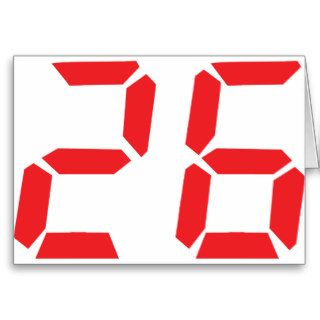 26 twenty six red alarm clock digital number card