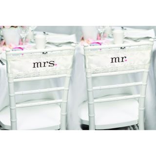 Hbh Embroidered Ivory Satin And Lace Chair Sashes