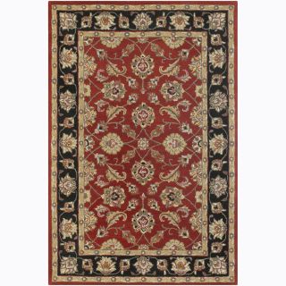 Traditional Hand tufted Mandara Red Floral Wool Rug (79 X 106)