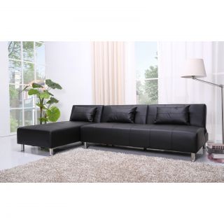 Atlanta Black Convertible Sectional Sofa Bed