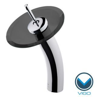 Vigo Sheer Black Glass Disc Chrome Single Lever Waterfall Faucet