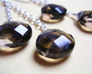 smokey quartz chain drop earrings by sarah kavanagh jewellery