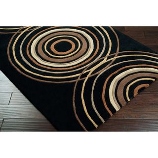 Hand tufted Black Contemporary Circles Brierley Wool Geometric Rug (9 X 12)