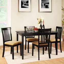 Wilmington Black Mission Back Cushioned 5 piece Dining Set