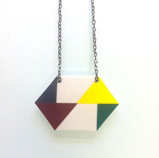 geometric hexagon design necklace by rolfe&wills