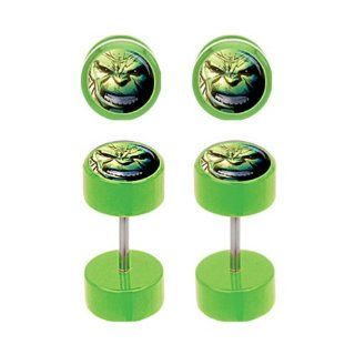 Green The Incredible Hulk Cheater Plugs Earrings   Pair Body Piercing Plugs Jewelry