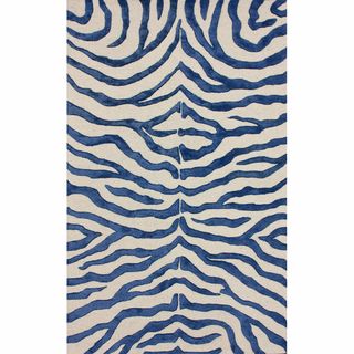 Nuloom Handmade Zebra Blue Faux Silk / Wool Rug (5 X 8)