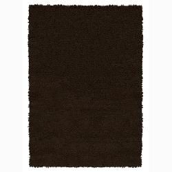 Handwoven Chocolate Brown Mandara New Zealand Wool Shag Rug (79 Round)
