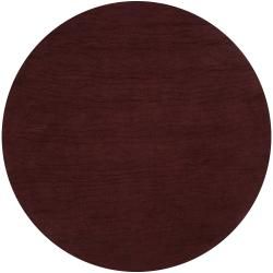 Hand crafted Brown Solid Casual Domato Wool Rug (8 Round)