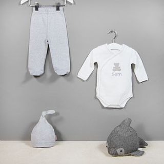 personalised teddy newborn clothes set by my 1st years