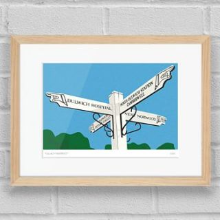 dulwich fingerpost print by place in print