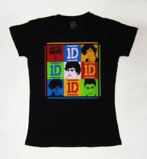 One Direction Band Member Faces 1D Graphic Junior T shirt (Large) Clothing