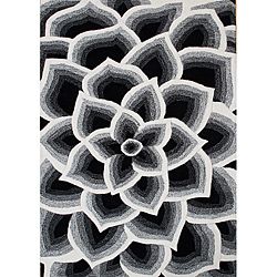 Metro Black/off white Floral Hand tufted Wool Rug (5 X 8)