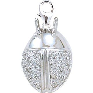 14K White Gold Diamond Ladybug Charm Clasp Style Charms Jewelry