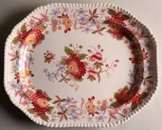 Spode Aster Red (Gadroon) 17 Oval Serving Platter, Fine China Dinnerware   Gadr