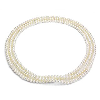 DaVonna Cultured White Freshwater Pearl Endless Necklace (6 7 mm) DaVonna Pearl Necklaces