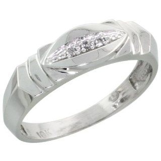 10k White Gold Ladies Diamond Wedding Band Ring 0.02 cttw Brilliant Cut, 3/16 inch 5mm wide Jewelry