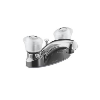Kohler K 15241 7 cp Polished Chrome Coralais Centerset Lavatory Faucet With Pop up Drain And Sculptured Acrylic Handles