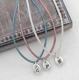 personalised initial beanie leather necklace by melinda mulcahy
