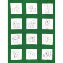 Stamped White Nursery Quilt Blocks 9x9 12/pkg cross Stitch Friends