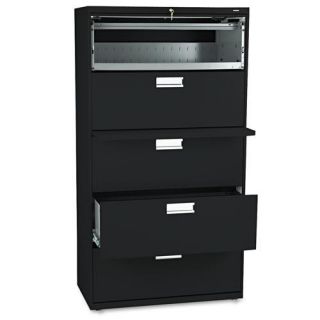 Hon 600 Series 36 inch Wide 5 drawer Black Lateral File Cabinet