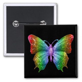 Beautiful 3D Jeweled Rainbow Butterfly Pin