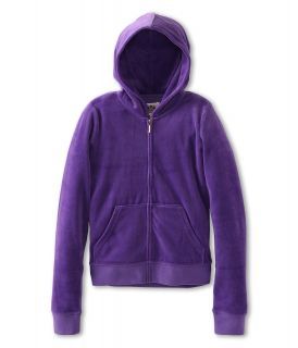 Juicy Couture Kids Choose JC Cameo Velour Hoodie Girls Sweatshirt (Purple)