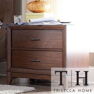 Tribecca Home Tribecca Home Lancashire Walnut Brown Curved Front 2 drawer Nightstand Brown Size 2 drawer