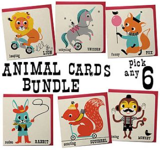 animal greeting cards bundle of six by ketchup on everything