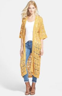 Lucca Couture Long Crocheted Cardigan