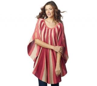 Belle Gray by Lisa Rinna Striped Sweater Poncho with Cutout Detail —