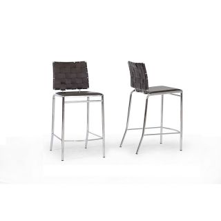 Vittoria Brown Leather Modern Counter Stool (set Of 2)