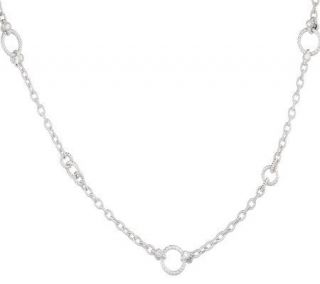Judith Ripka Sterling 36 Diamonique Textured Circle Link Necklace —