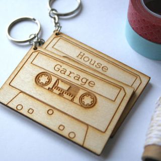 house and garage compact cassette key rings by wood paper scissors