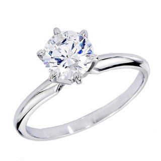 IGI Certified 1.18 Carat (ctw) 14K White Gold Real Round Diamond Ladies Engagement Solitaire Ring Jewelry