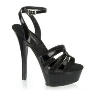 6 Inch Stiletto Heel Ankle Wrap Platform Sandal (Black/Black;13) Shoes