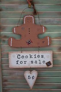 handmade wooden gingerbread sign by primitive angel country store