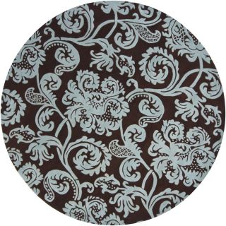 Transitional Hand tufted Mandara Brown Floral New Zealand Wool Rug (79 Round)