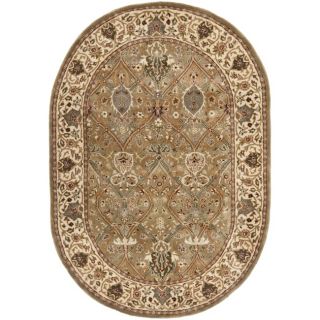 Handmade Persian Legend Light Green/beige Oval Wool Rug (76 X 96)