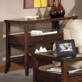 Walnut finish Wood rim top with beveled tempered glass Media console