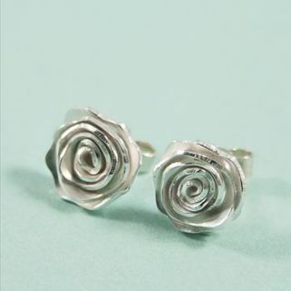 sterling silver rose ear studs by fragment designs