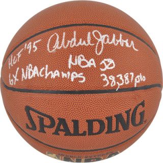 Mounted Memories Kareem Abdul Jabbar Autographed Basketball with 4
