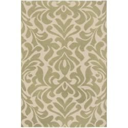 Hand woven Green Market F Wool Rug (36 X 56)