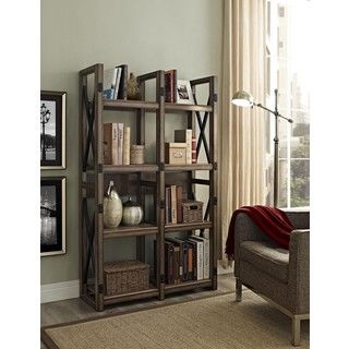 Wildwood Rustic Metal Frame Bookcase/ Room Divider Storage